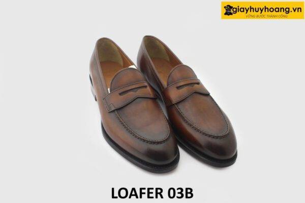 [Outlet size 40] Giày lười da nam màu bò viền nâu Loafer 03B 002