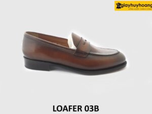 [Outlet size 40] Giày lười da nam màu bò viền nâu Loafer 03B 001