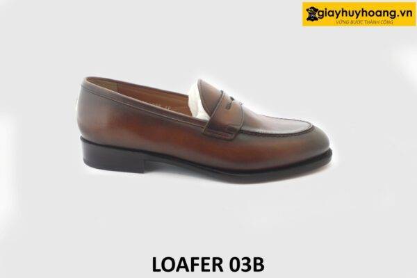 [Outlet size 40] Giày lười da nam màu bò viền nâu Loafer 03B 001