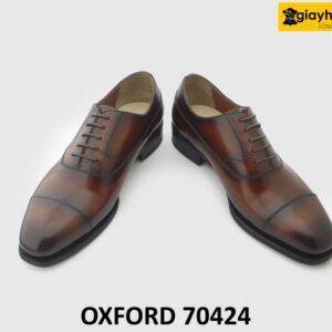 [Outlet size 39] Giày da nam màu bò viền nâu Oxford 70424 004