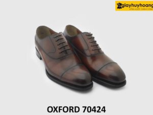 [Outlet size 39] Giày da nam màu bò viền nâu Oxford 70424 003