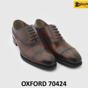 [Outlet size 39] Giày da nam màu bò viền nâu Oxford 70424 003