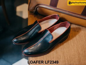 Giày lười nam màu đen viền đỏ cá tính Loafer LF2349 005
