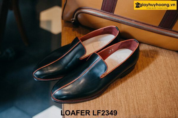 Giày lười nam màu đen viền đỏ cá tính Loafer LF2349 005