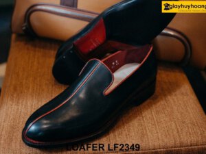 Giày lười nam màu đen viền đỏ cá tính Loafer LF2349 004