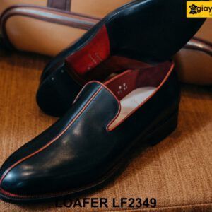 Giày lười nam màu đen viền đỏ cá tính Loafer LF2349 004