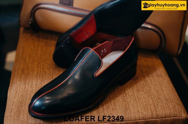 Giày lười nam màu đen viền đỏ cá tính Loafer LF2349 004