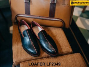 Giày lười nam màu đen viền đỏ cá tính Loafer LF2349 001