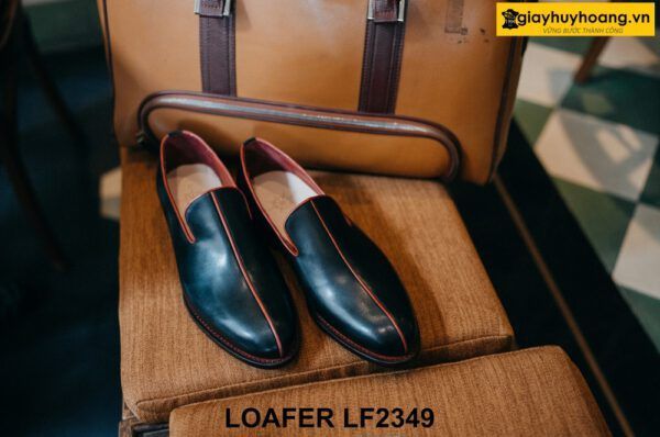 Giày lười nam màu đen viền đỏ cá tính Loafer LF2349 001