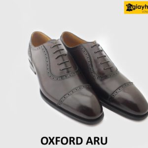 [Outlet size 47] Giày da nam đế da bò đóng thủ công Oxford ARU 003