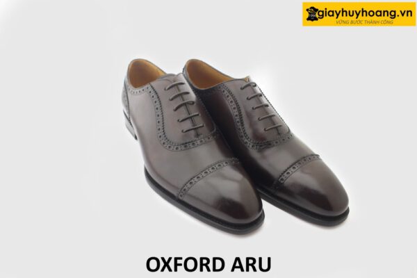 [Outlet size 47] Giày da nam đế da bò đóng thủ công Oxford ARU 003