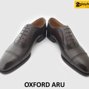 [Outlet size 47] Giày da nam đế da bò đóng thủ công Oxford ARU 002