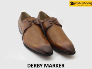 [Outlet size 43] Giày tây nam 2 lỗ buộc dây màu bò Derby MARKER 001