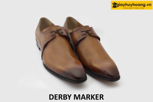 [Outlet size 43] Giày tây nam 2 lỗ buộc dây màu bò Derby MARKER 001