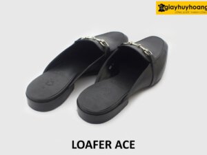 [Outlet] Dép da nam không gót phong cách loafer ACE đen 005