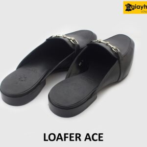 [Outlet] Dép da nam không gót phong cách loafer ACE đen 005