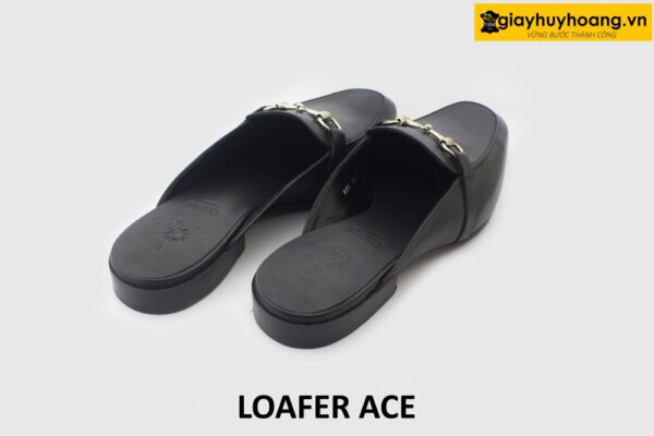 [Outlet] Dép da nam không gót phong cách loafer ACE đen 005