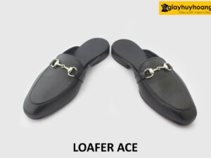 [Outlet] Dép da nam không gót phong cách loafer ACE đen 004