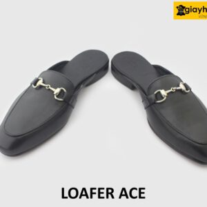 [Outlet] Dép da nam không gót phong cách loafer ACE đen 004