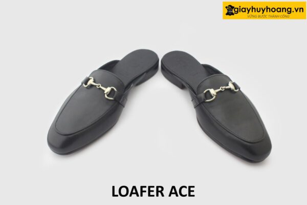 [Outlet] Dép da nam không gót phong cách loafer ACE đen 004