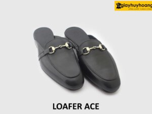 [Outlet] Dép da nam không gót phong cách loafer ACE đen 003