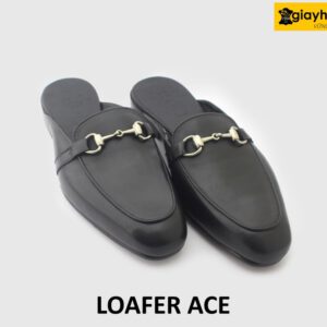 [Outlet] Dép da nam không gót phong cách loafer ACE đen 003