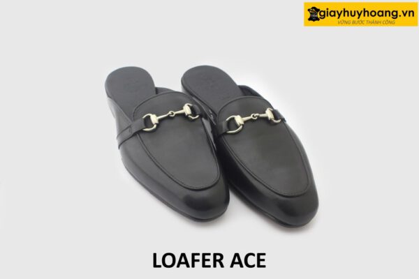 [Outlet] Dép da nam không gót phong cách loafer ACE đen 003