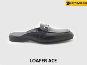 [Outlet] Dép da nam không gót phong cách loafer ACE đen 001