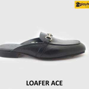 [Outlet] Dép da nam không gót phong cách loafer ACE đen 001