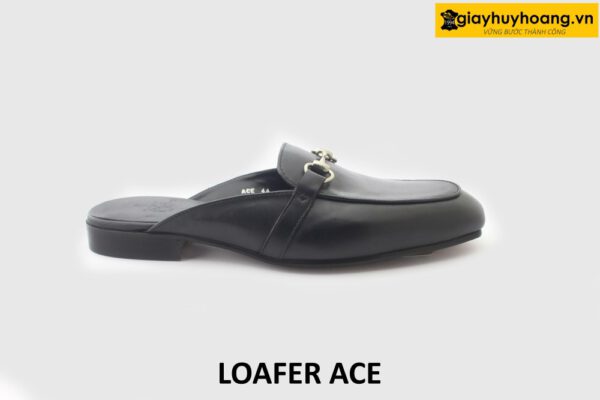 [Outlet] Dép da nam không gót phong cách loafer ACE đen 001