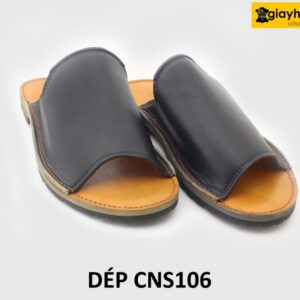 [Outlet size 40] Dép da nam đế cao su chống trượt loafer CNS106 002