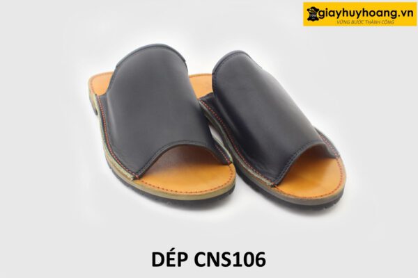 [Outlet size 40] Dép da nam đế cao su chống trượt loafer CNS106 002