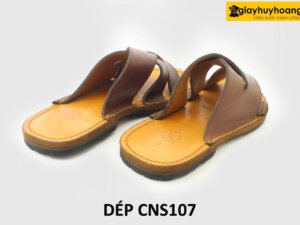[Outlet size 40] Dép da nam chống trượt đế khâu chỉ loafer CNS107 004