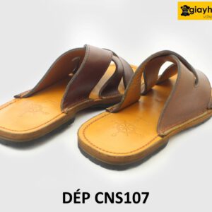 [Outlet size 40] Dép da nam chống trượt đế khâu chỉ loafer CNS107 004