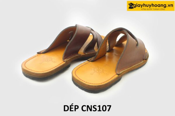 [Outlet size 40] Dép da nam chống trượt đế khâu chỉ loafer CNS107 004