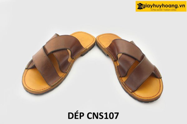 [Outlet size 40] Dép da nam chống trượt đế khâu chỉ loafer CNS107 003