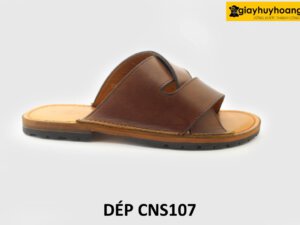 [Outlet size 40] Dép da nam chống trượt đế khâu chỉ loafer CNS107 001