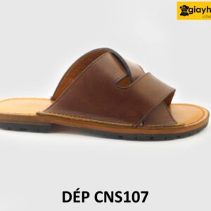 [Outlet size 40] Dép da nam chống trượt đế khâu chỉ loafer CNS107 001