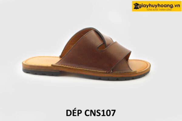 [Outlet size 40] Dép da nam chống trượt đế khâu chỉ loafer CNS107 001