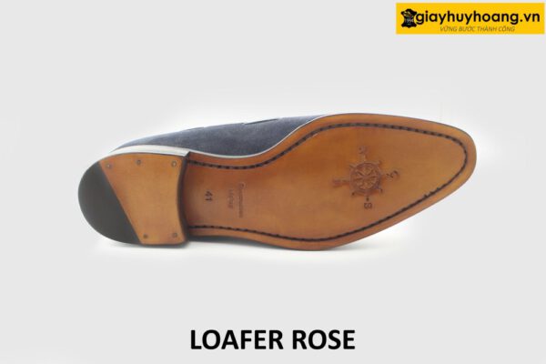 [Outlet] Giày lười nam da lộn có chuông xanh navy loafer rose 004