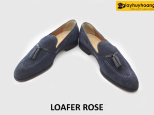 [Outlet] Giày lười nam da lộn có chuông xanh navy loafer rose 002