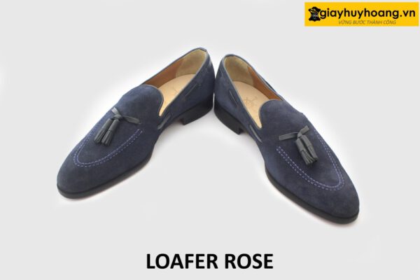 [Outlet] Giày lười nam da lộn có chuông xanh navy loafer rose 002