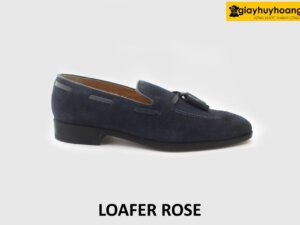 [Outlet] Giày lười nam da lộn có chuông xanh navy loafer rose 001