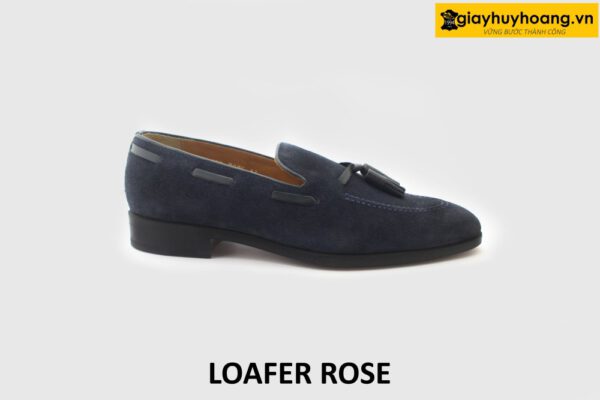 [Outlet] Giày lười nam da lộn có chuông xanh navy loafer rose 001