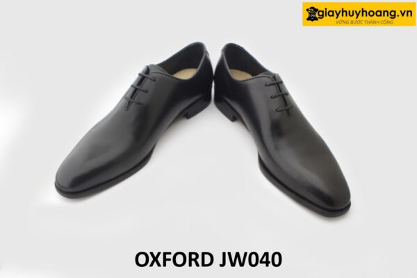 [Outlet size 43] Giày da trơn nam 1 miếng liền đen Oxford JW040 003