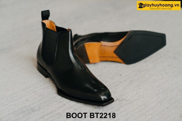 Giày da nam cổ cao mũi vuông màu đen Chelsea Boot BT2218 004