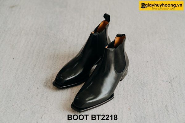 Giày da nam cổ cao mũi vuông màu đen Chelsea Boot BT2218 001