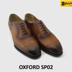 [Outlet size 43] Giày tây nam màu bò đục lỗ mũi Oxford SP02 003