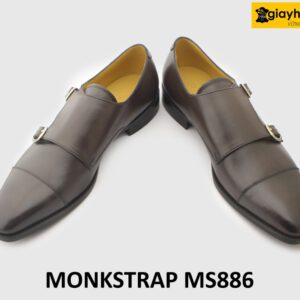 [Outlet size 42] Giày da nam màu nâu 2 khóa Monkstrap MS886 004