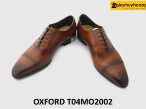 [Outlet size 40] Giày tây nam trẻ trung màu bò viền nâu Oxford T04MO2002 004